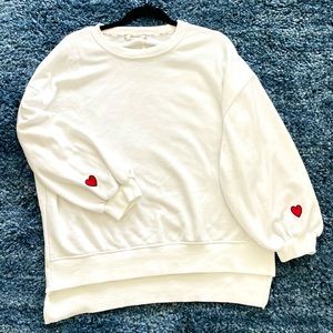 Puff sleeve crew neck sweatshirt
